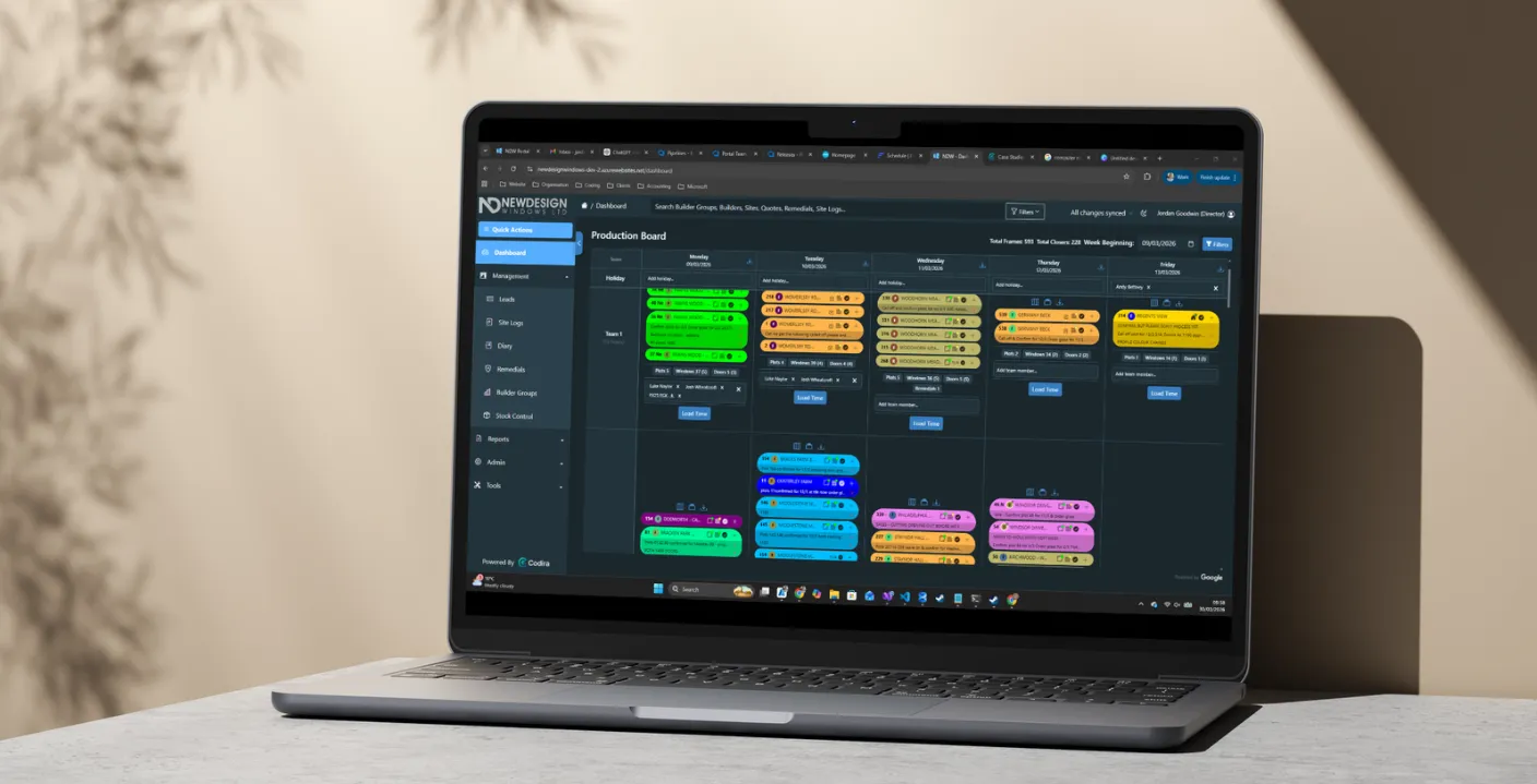The bespoke ERP system Codira built for New Design Windows