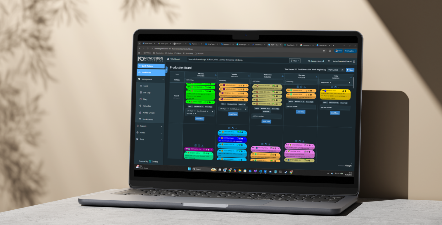 The bespoke ERP system Codira built for New Design Windows