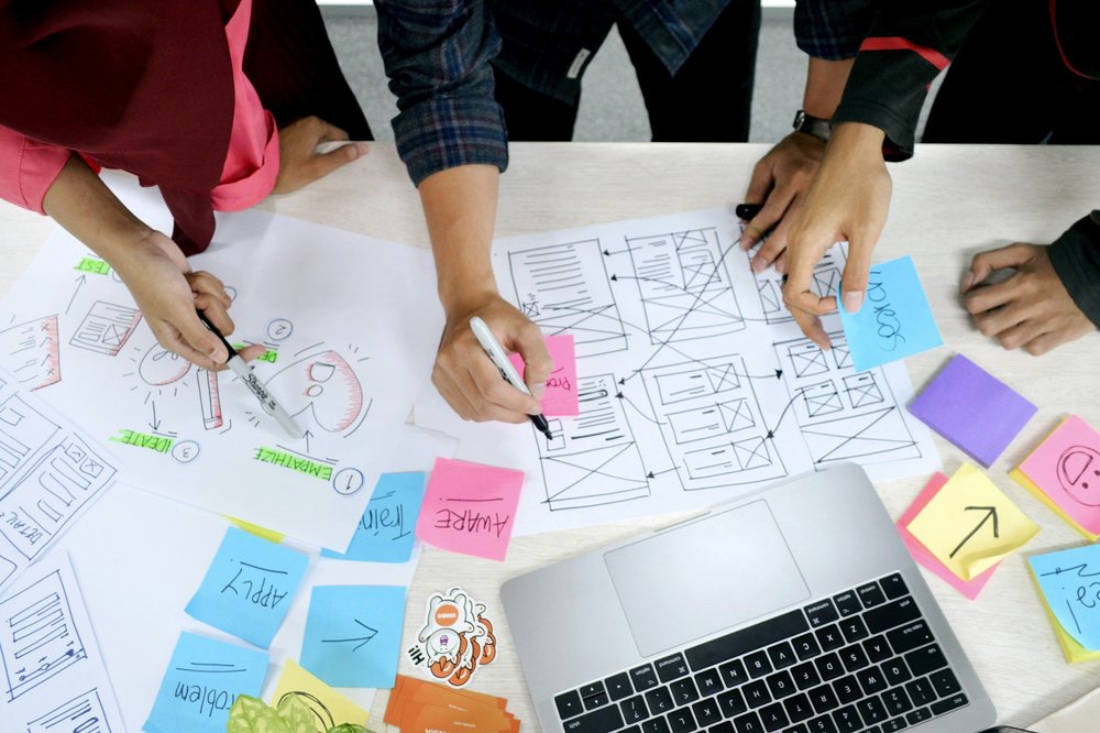 Sprint planning on a whiteboard